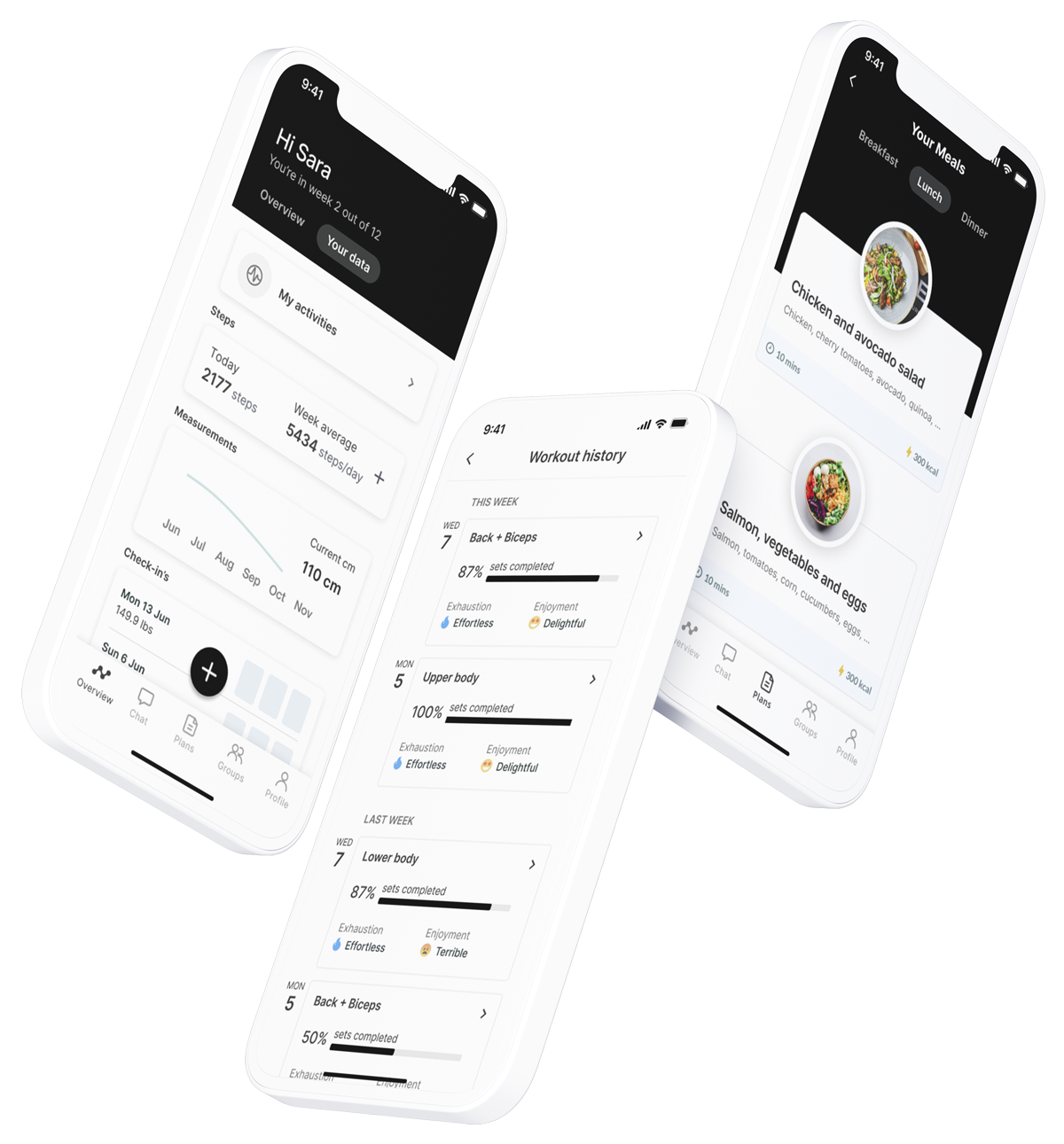 A mockup of the coaching app showcasing the features.